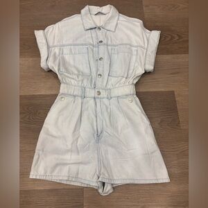 Zara Light Blue Denim Romper